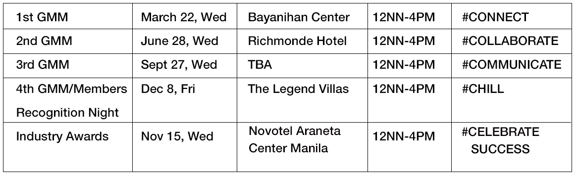 DSAP 2017 Schedule of Events